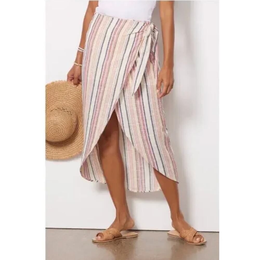 Free People Pink Tan Wrap Midi Skirt Resort Wear
